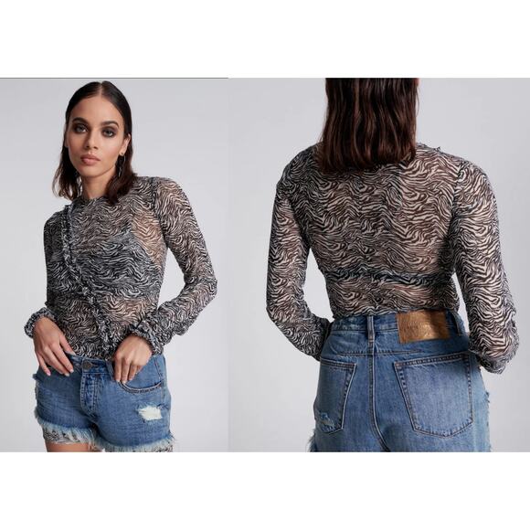 One Teaspoon Tops - One Teaspoon Ruffle Party Long‎ sleeve Top - Interference size Med New